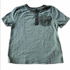 Olive Pocket Henley Tee - 3T